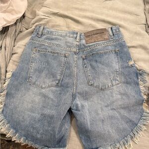One Teaspoon Blue Distressed Jean Shorts